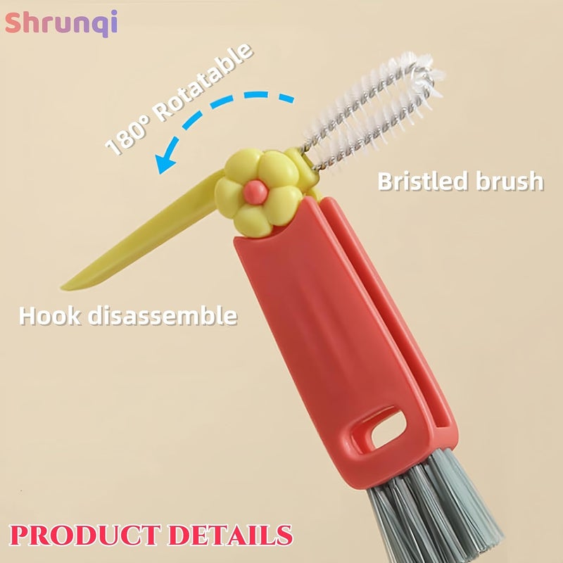 Shrunqi 3 in 1 Cup Lid Cleaning Brush, 3 in 1 Multifunctional Cleaning Brush Portable Cup Lid Cleaner for Bottle Gap Tight Spaces Cup, Portable Cup Lid Cleaner with Brush, 3 Pcs - Image 4